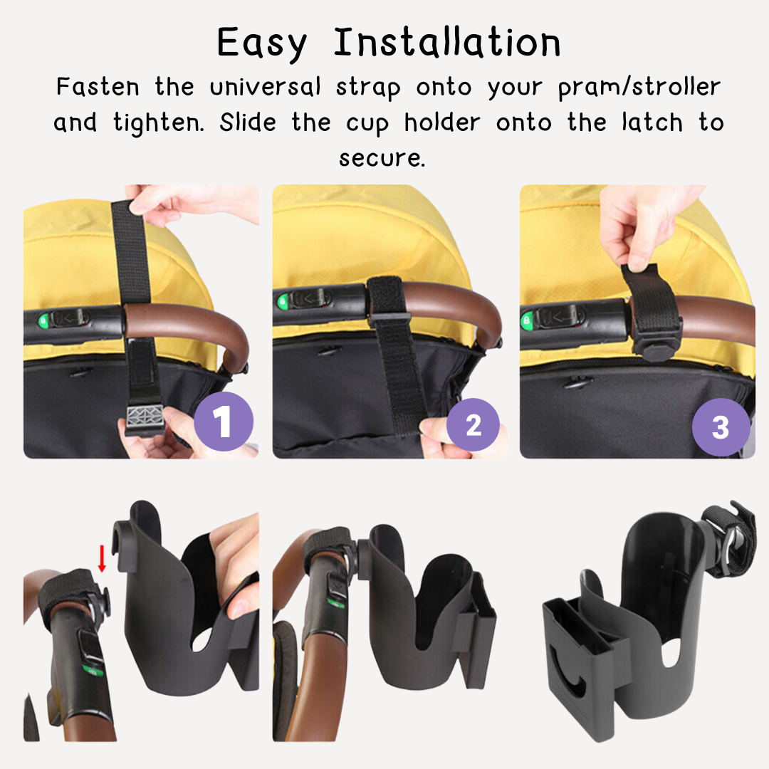2-in-1 Baby Buddie - Beverage and Device Dock for Pram or Stroller